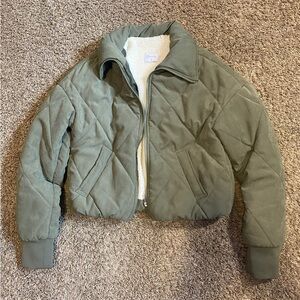 green sherpa lined coat